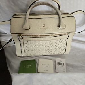 kate spade Cream Textured Leather Satchel with Gold Hardware